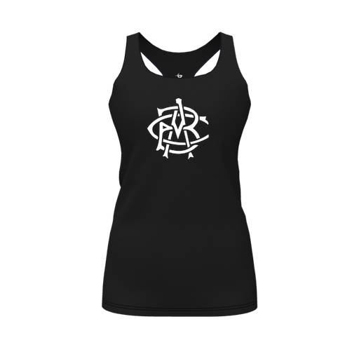 [CUS-DFW-RCBK-PER-BLK-FYS-LOGO1] Racerback Tank Top (Female Youth S, Black, Logo 1)