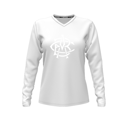 [FTLVCFWH-FYXS-LOGO1] Comfort T-Shirt (Female Youth XS, White, V Neck, Logo 1, Long Sleeve)