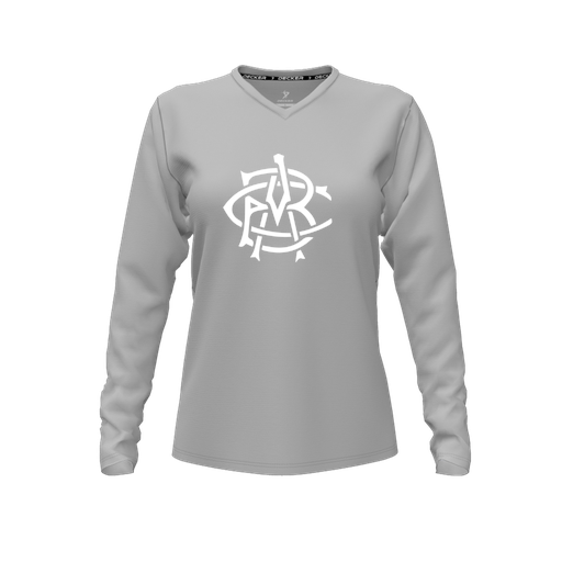 [CUS-DFW-TEES-CMF-VNK-LSL-GRY-FYXS-LOGO1] Comfort T-Shirt (Female Youth XS, Gray, V Neck, Logo 1, Long Sleeve)