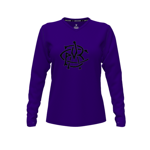 [CUS-DFW-TEES-CMF-VNK-LSL-PUR-FYXS-LOGO2] Comfort T-Shirt (Female Youth XS, Purple, V Neck, Logo 2, Long Sleeve)