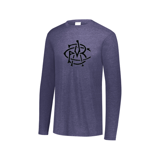 [3075.U22.XS-LOGO2] Decker Men's Tri-Blend T-Shirt - Long Sleeve (Adult XS, Navy, Logo 2)