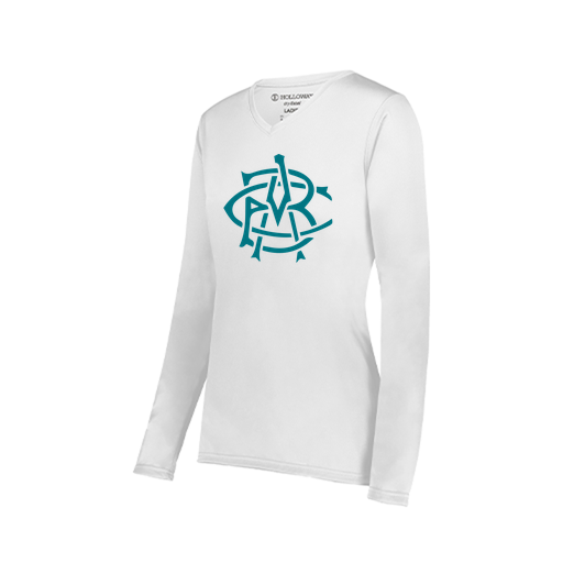 [222824.005.S-LOGO3] Ladies LS Smooth Sport Shirt (Female Adult S, White, Logo 3)